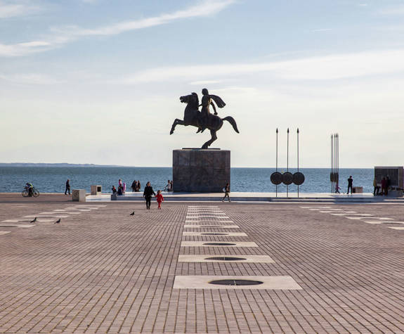 Alexander the Great equestrian statue on Thessaloniki waterfront promenade, Greece